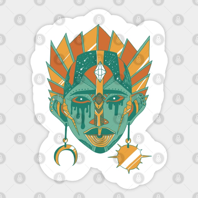 Mountain Green African Mask No 12 Sticker by kenallouis